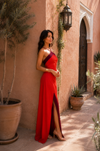 Robe longue dos nu fendue
