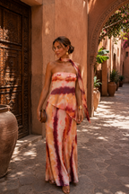Robe longue imprimée avec décolleté bustier