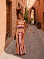Robe longue imprimée avec décolleté bustier