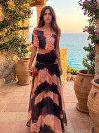 Robe à imprimé orange et marron