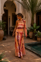 Robe longue imprimée avec décolleté bustier