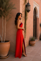 Robe longue dos nu fendue