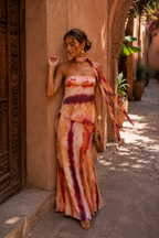 Robe longue imprimée avec décolleté bustier