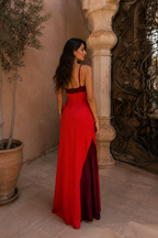Robe longue dos nu fendue