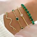 Pulseras vintage con circonitas verdes - Conjunto elegante