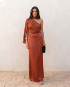 Ana | Vestido Vintage Liso con Lazo y Talle Alto