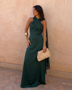 Ana | Vestido Vintage Liso con Lazo y Talle Alto