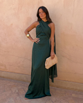 Ana | Vestido Vintage Liso con Lazo y Talle Alto