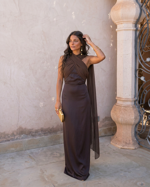 Ana | Vestido Vintage Liso con Lazo y Talle Alto