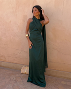 Ana | Vestido Vintage Liso con Lazo y Talle Alto